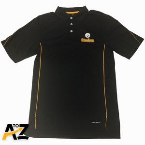 Majestic Cool Base Mens Polo Size M Black Steelers Cool Base Hi Lo Collared Shor